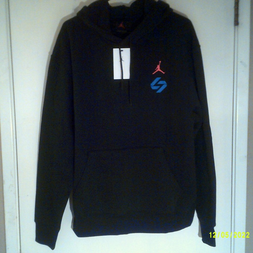 Jordan Men’s Black Pullover Hoodie with Red and Blue Accents